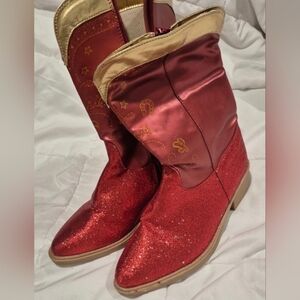 Disney Jessie Red and Gold Glitter Kids Ankle Boots
